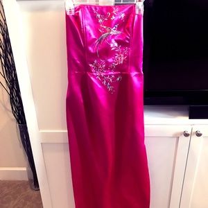 Jessica McClintock satin A-line embroidered gown